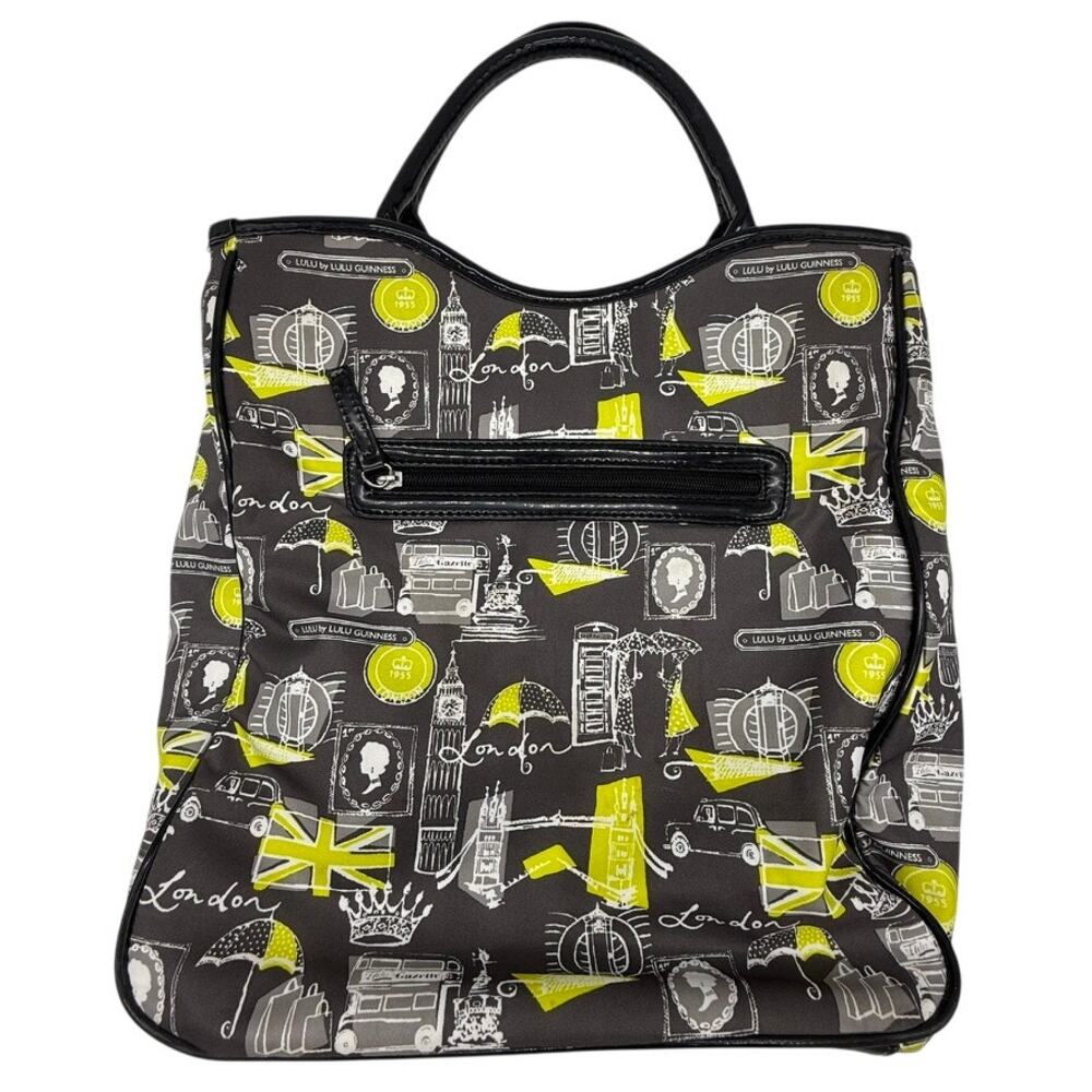 Lulu by Lulu Guinness London Print Tote Bag w/ Pouch Matching Black Yellow White - Picture 4 of 16